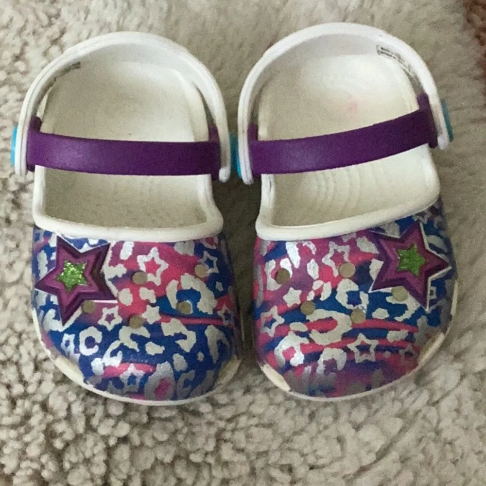 Vibrant Starry Kids Crocs Karin Mary Janes EUC